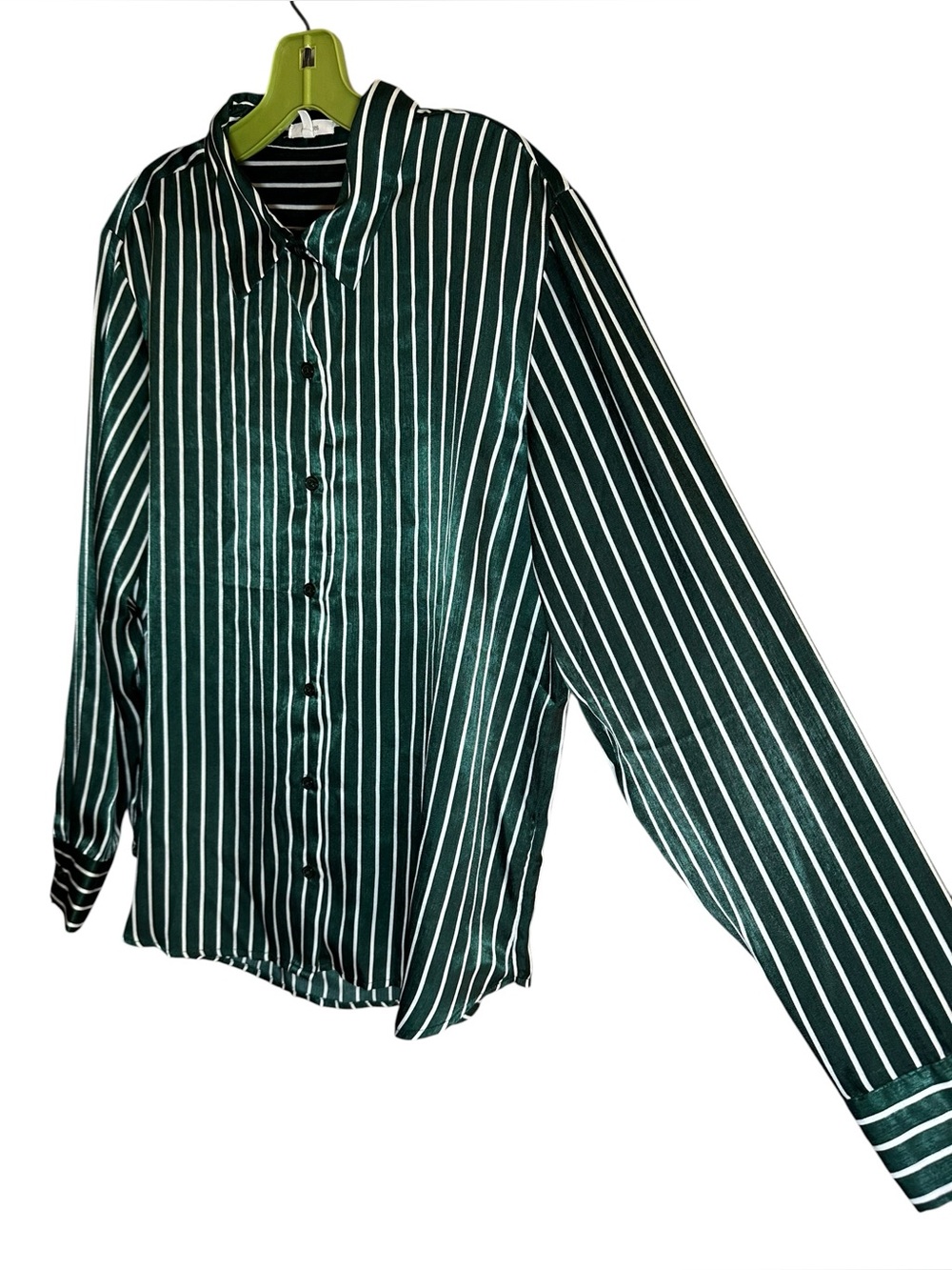 Maurice’s Winona Green Striped Satin Button Down Blouse Womens size XL - Picture 4 of 8
